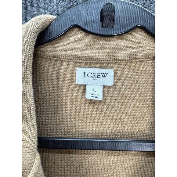 J. Crew Cotton Sweater Blazer Women’s Large Camel Brown Tan Knit 2 Button G9309 - Picture 5 of 12